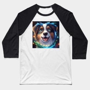 Cute Australian Shepherd Drawing Baseball T-Shirt